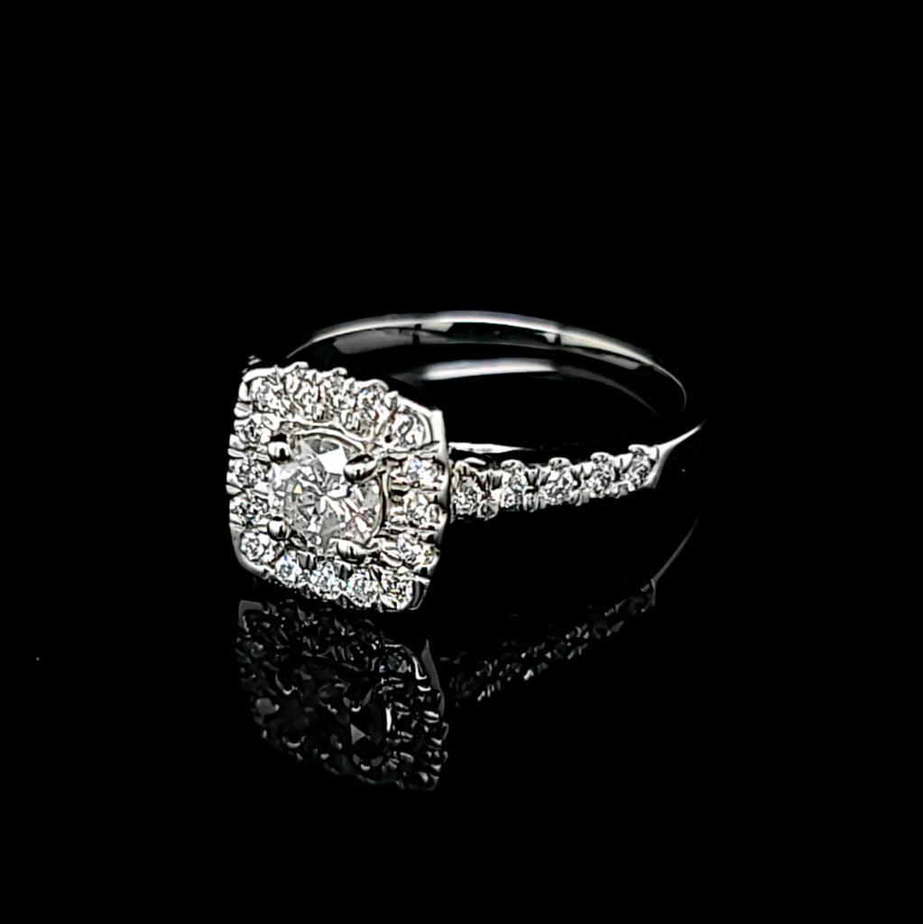 1.02 ct. Round Halo Natural Diamond Engagement Ring