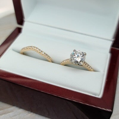 2.20 ct. Round Moissanite & Diamond Wedding Set