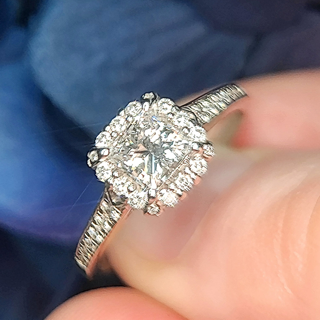 50588 - Princess Halo Natural Diamond Engagement Ring