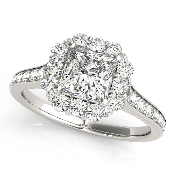 50588 - Princess Halo Natural Diamond Engagement Ring